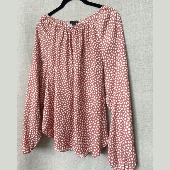 Ann Taylor Tops - Ann Taylor Terracotta and White Patterned Blouse